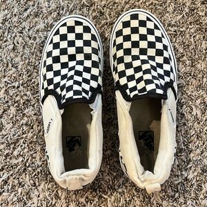 Vans Kids Checkered Slip-On Shoes - Black and White